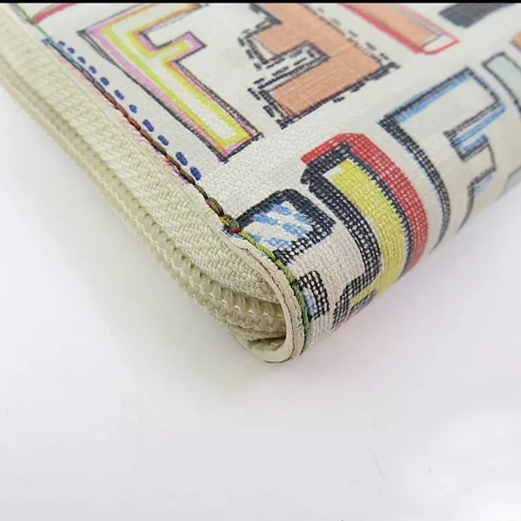 SOLD❤️ FENDI Multicolor Zucca PVC Canvas Long Zippy Wallet White Logo RARE - Picture 9 of 13